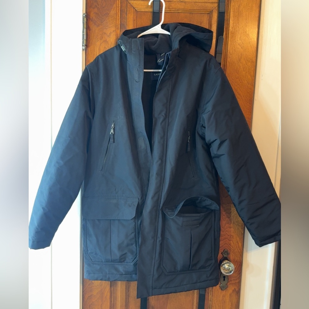 Lands' End Men's Black Hooded Jacket